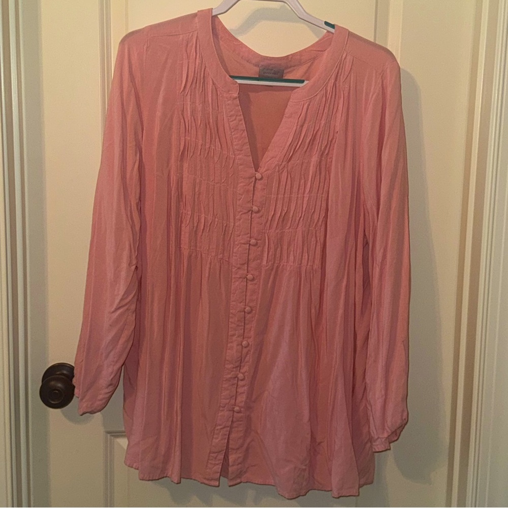 Avenue Pink 3/4 Sleeve Blouse